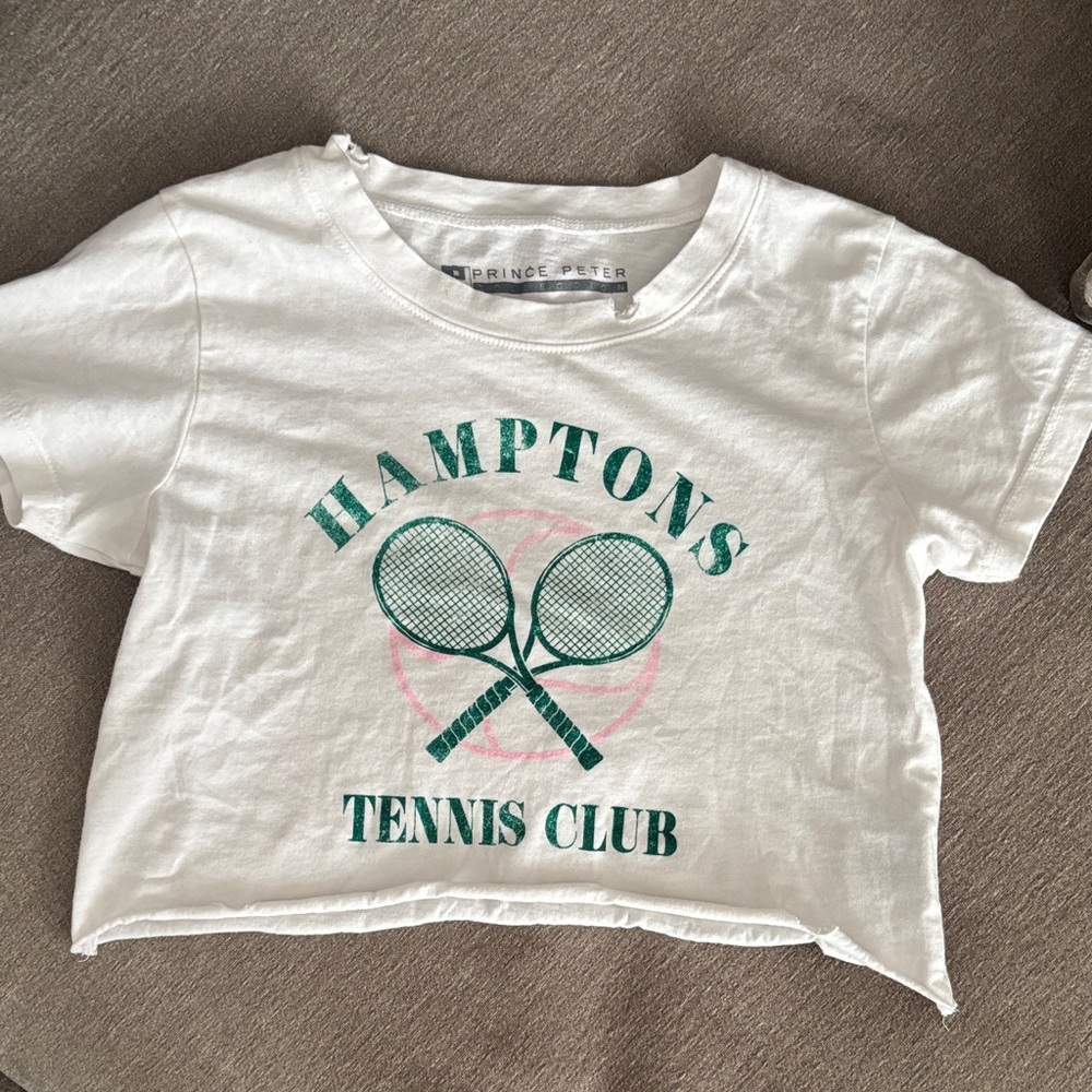 Prince Peter White and Green Tennis Club Crop Top